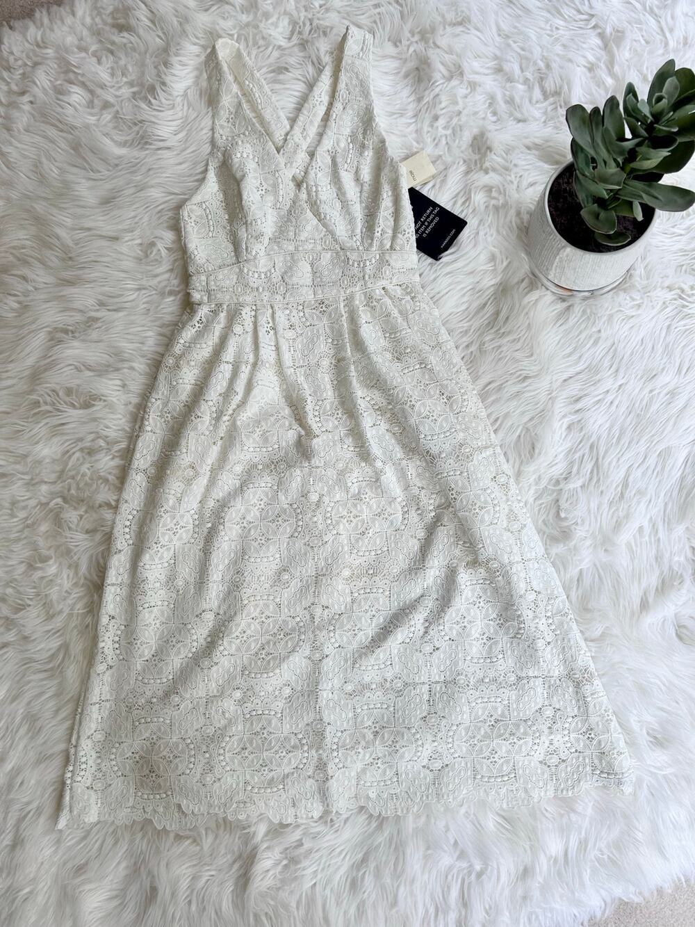 Maje White Lace Sleeveless Dress